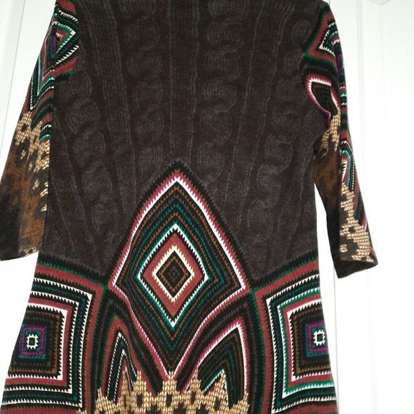 Smashed Lemon Navaho Graphic Cowl Neck Midi Sweater Dress Size Large - Picture 7 of 9
